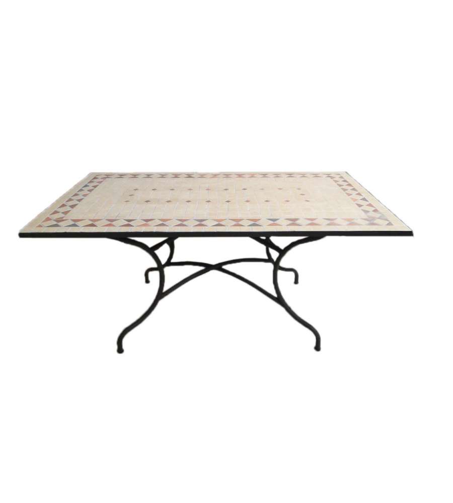 Tavolo Mosaico in Ferro Battuto - Marrone - 160x90x75 cm