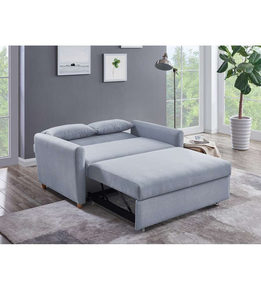 Divano Letto Due Posti Pull Out Grigio 140 X 86 X 88 Cm