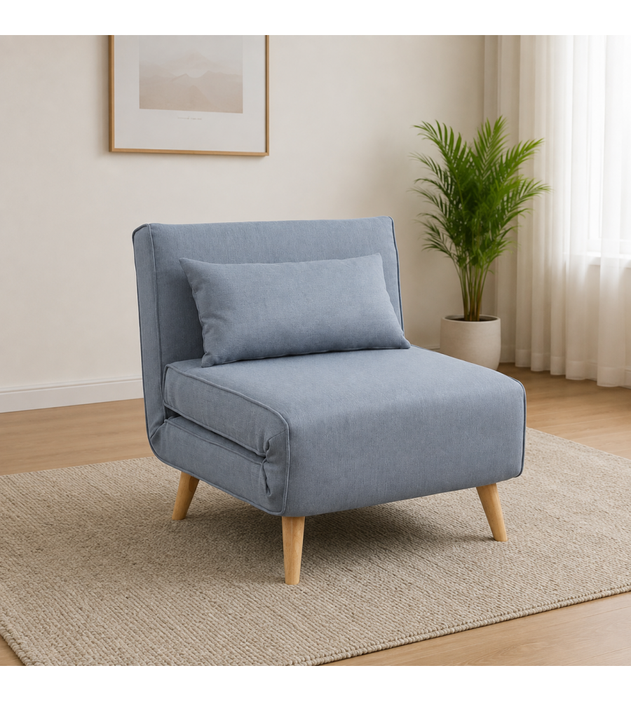 Domo Mea Poltrona Letto Grigia Design Scandinavo Salvaspazio - 76x80x74 cm