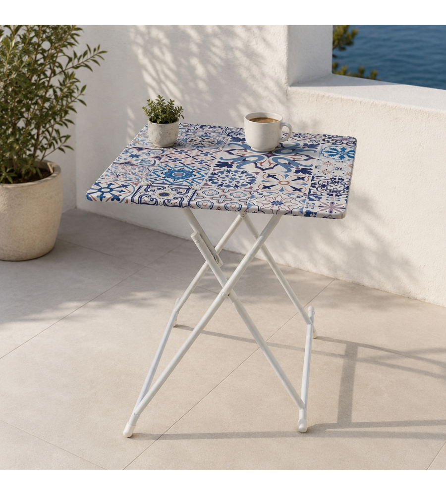 Tavolino Fantasia pieghevole fantasia ceramica - 60x60x73 cm