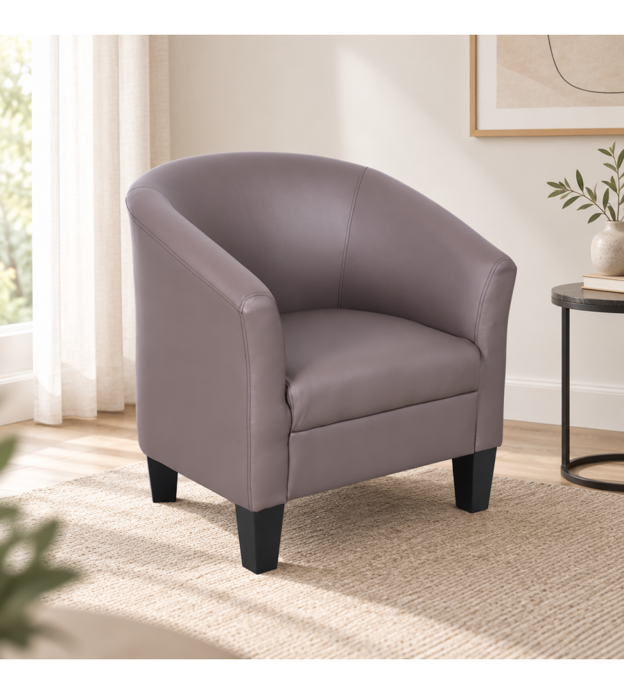 Poltroncina Ecopelle Fango a Pozzetto - 73,5x65,5x72,5 cm