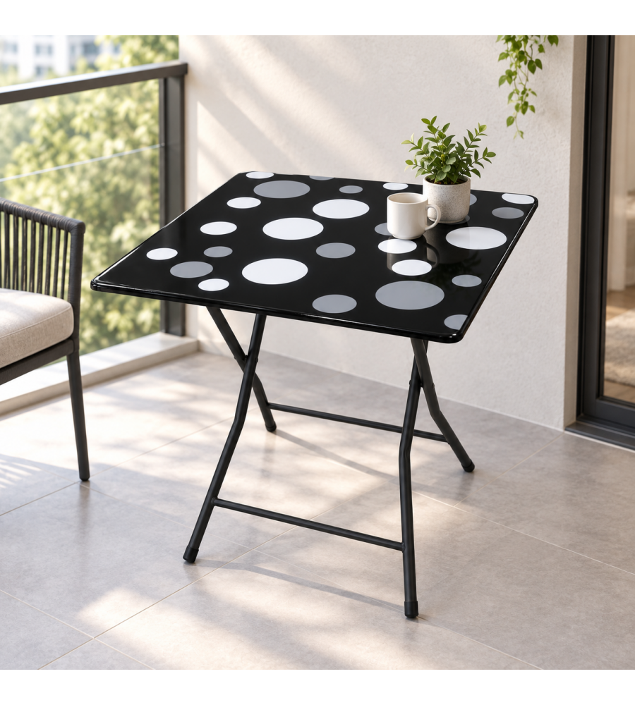 Domo Mea Tavolino Pieghevole a Pois 60x60 cm - Design Moderno e Pratico