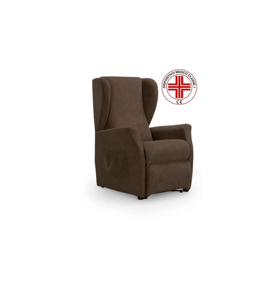 Domo Mea Poltrona Reclinabile Viki in Tessuto Marrone - Idrorepellente 73x85x105 cm