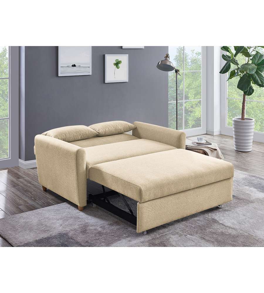 Divano Letto 2 Posti Con Pull Out 140x86x88 Cm Beige