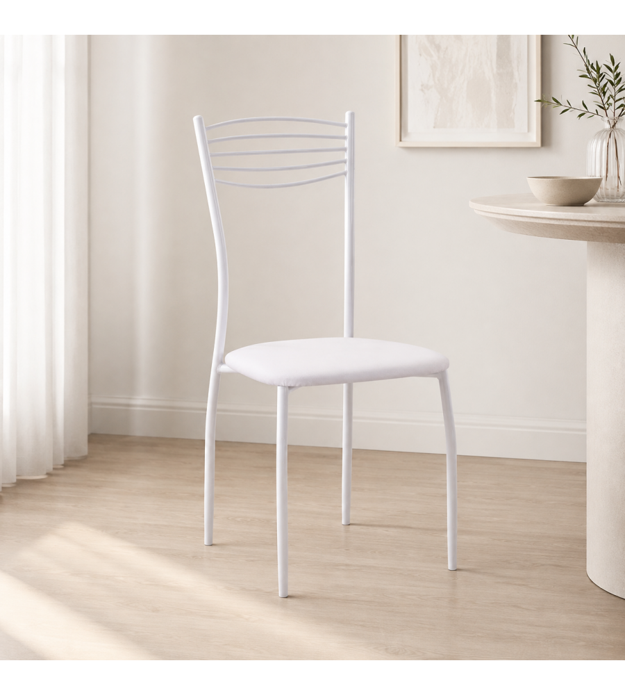 Sedia Cucina Adriana in Ecopelle Bianca - 40x46x90 cm