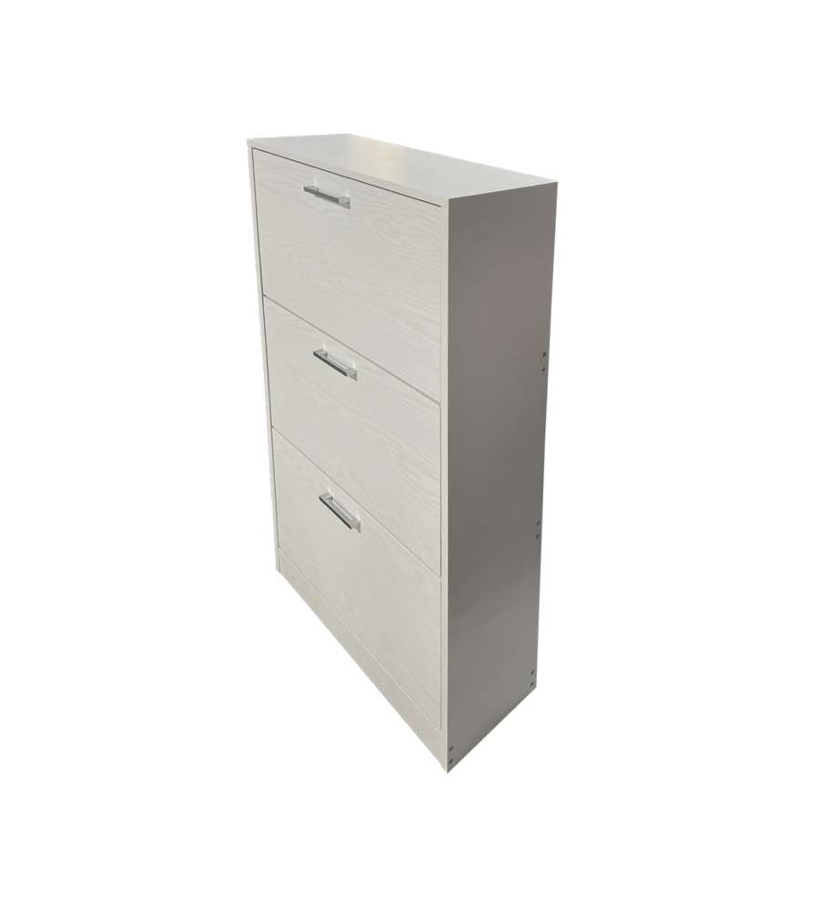 Schildmeyer Trent Mobile Basso Con 2 Cassetti, 38x35x84 Cm - Bianco Lucido E Grigio Frassino, Made In Germany