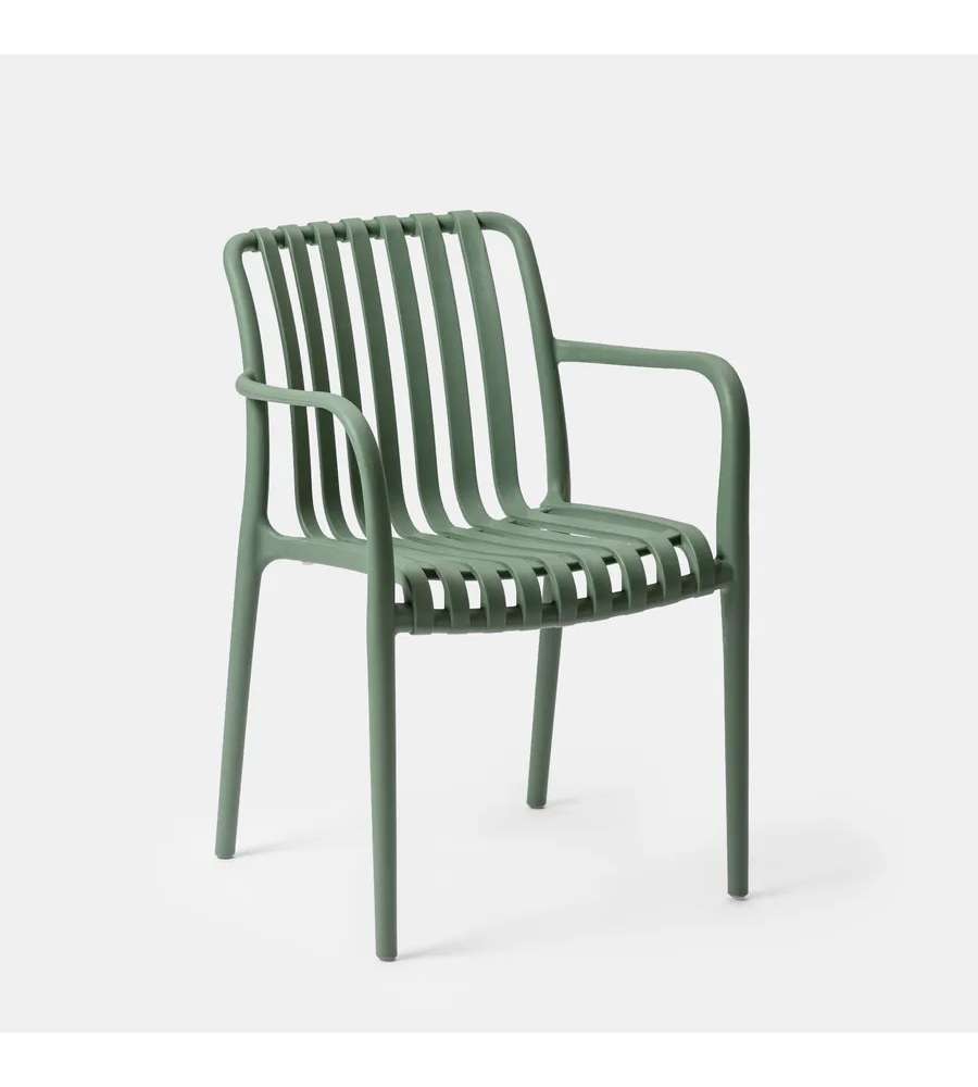 Domo Mea Sedia da giardino Breeze Verde Salvia con braccioli in Polipropilene