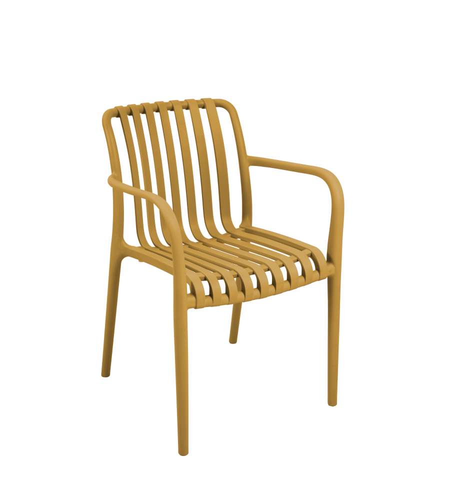 Domo Mea Sedia da giardino Breeze Giallo Senape con braccioli in Polipropilene