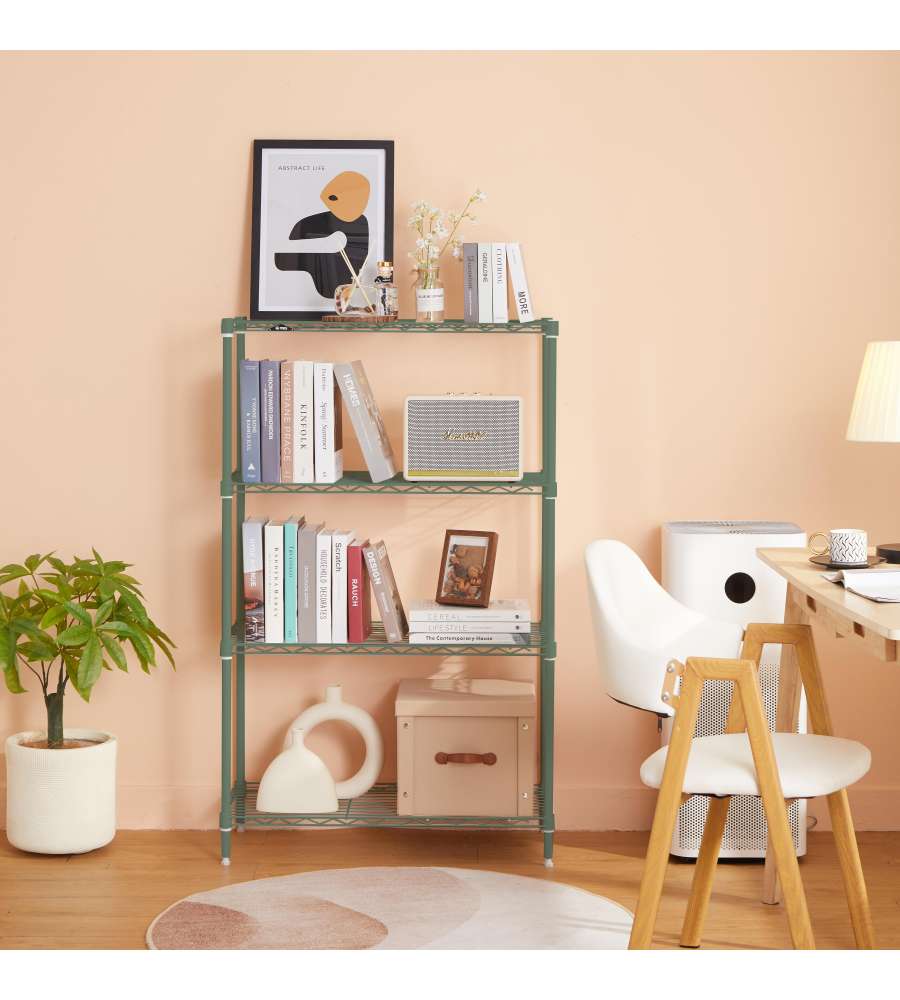 Domo Mea Scaffale Verde 4 Ripiani 30x60x120 cm - Organizzazione Spazio