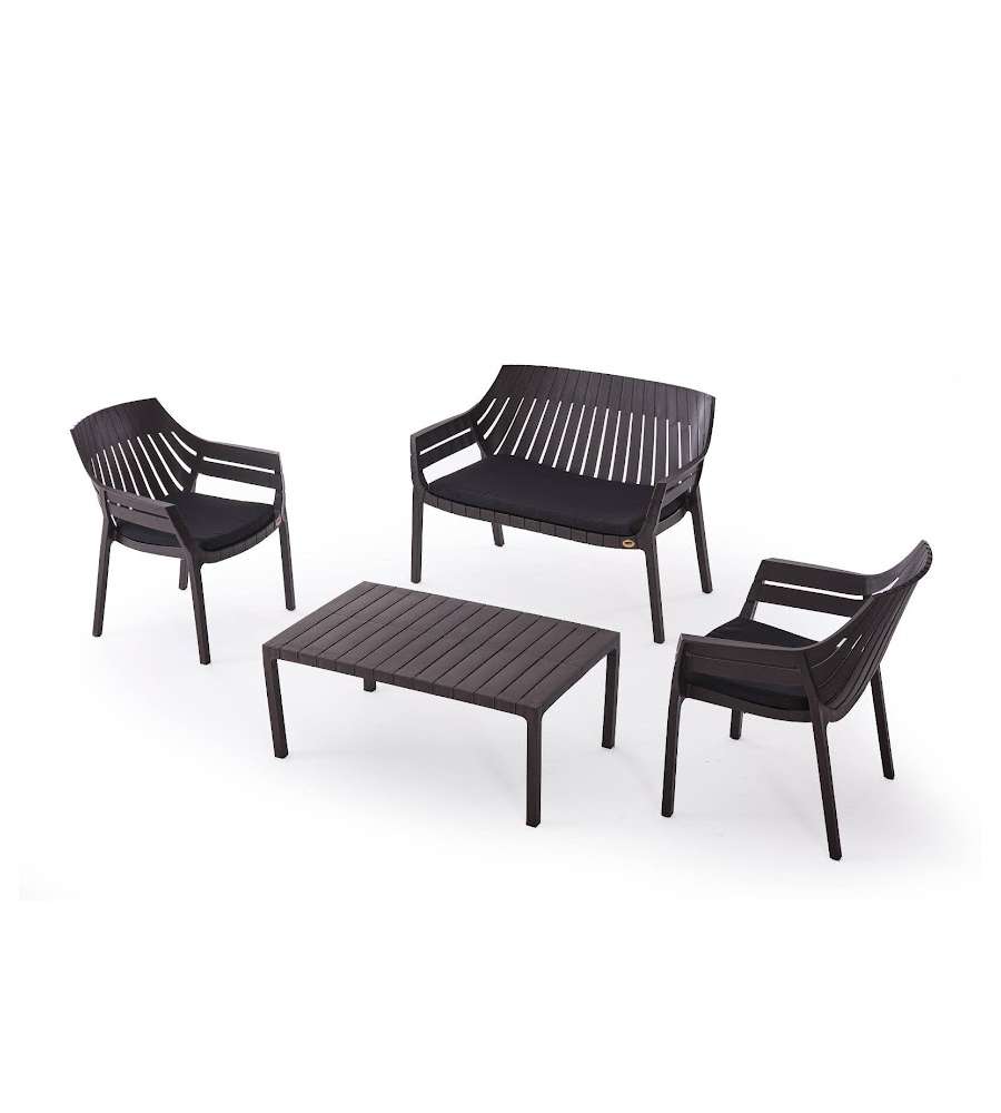 Domo Mea Set Salotto da Esterno Hilton con Cuscini Antracite
