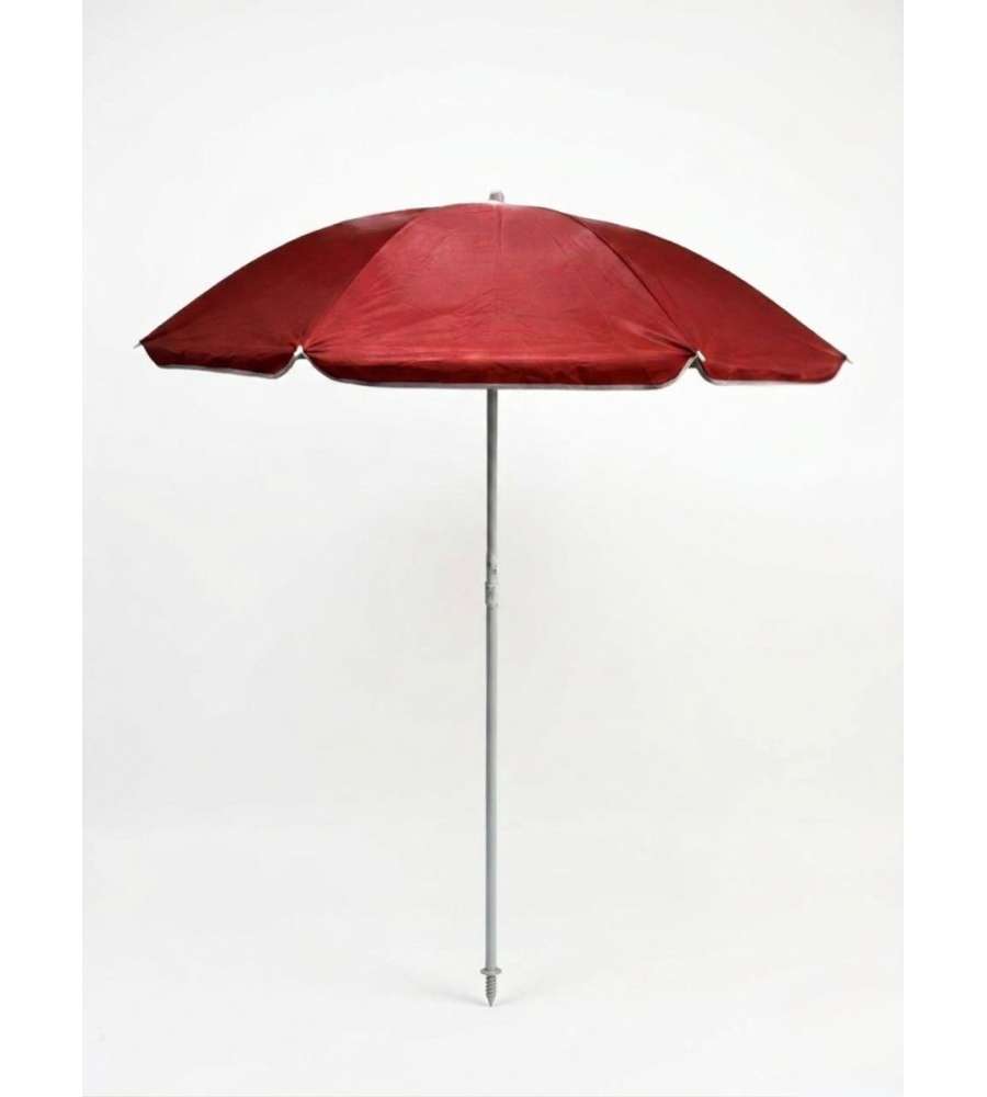 OMBRA - Ombrellone in nylon anti UV �160 cm rosso con sacca e palo bianco