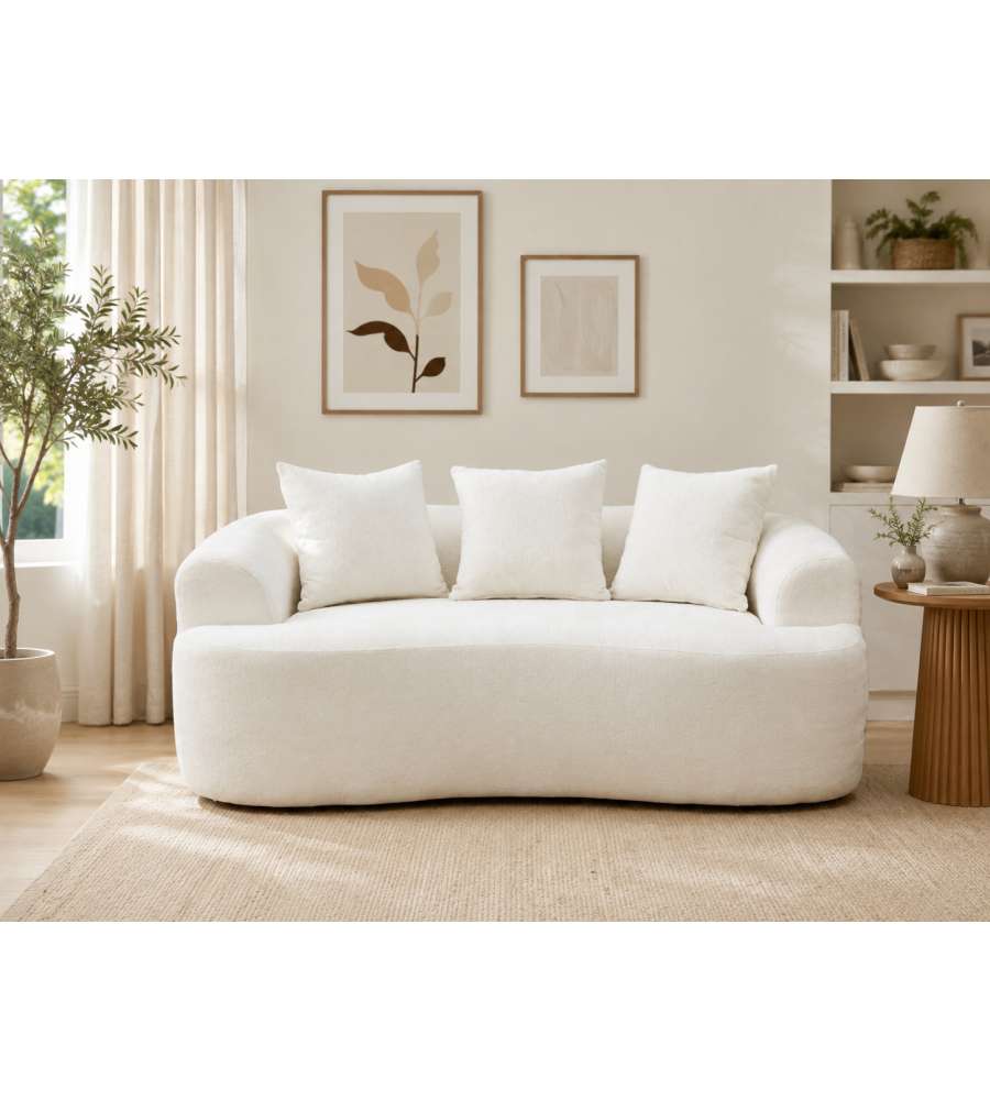 Divano 2 Posti Compatto in Tessuto Bianco 166x96x64 cm - Duna Domo Mea