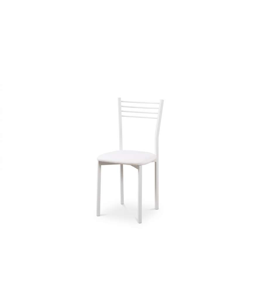 Domo Mea Sedia da pranzo Bianca 40x41x80,5 cm Metallo e PU Moderna