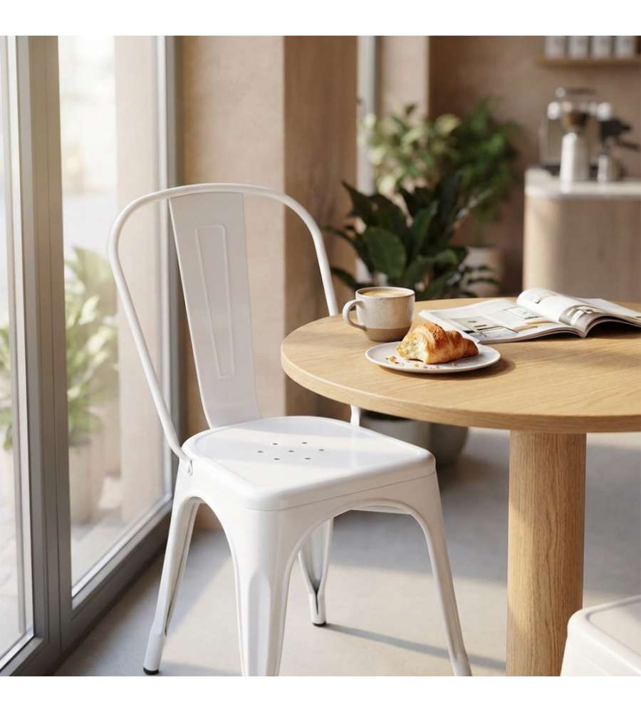 Cosma Sedia da Pranzo Bianca in Metallo 35x45x85 cm - Stile Industrial