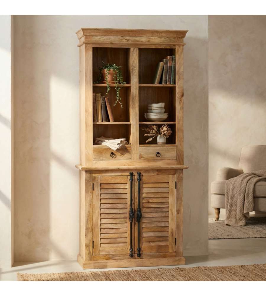 Cosma Mobile Julian Credenza in Legno di Mango 100x40x215 cm Marrone Chiaro