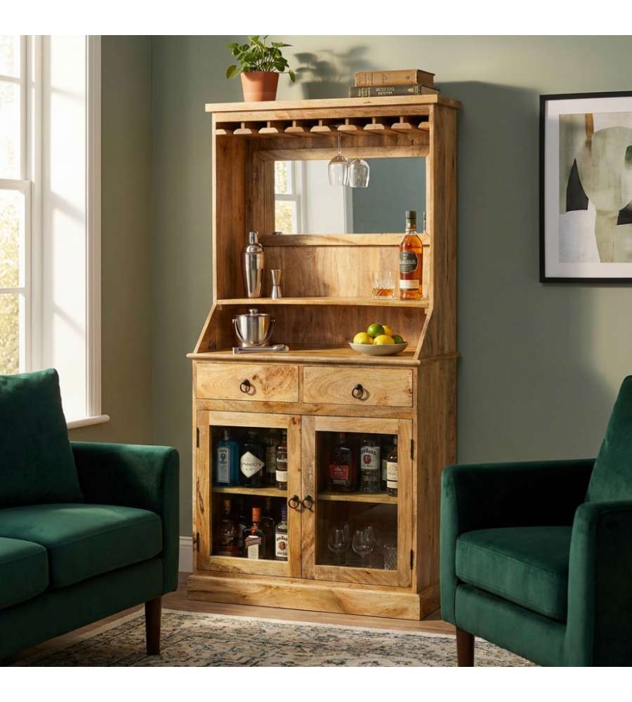 Cosma Mobile Lincoln Credenza Alta in Legno di Mango Marrone 90x45x178
