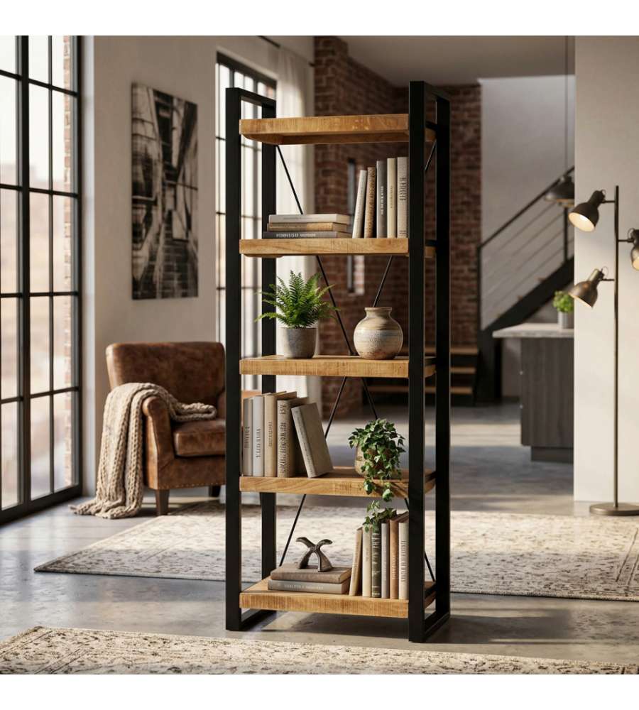 Cosma Mobile Alberic Libreria Industriale 5 Ripiani 60x40x180 cm Marrone