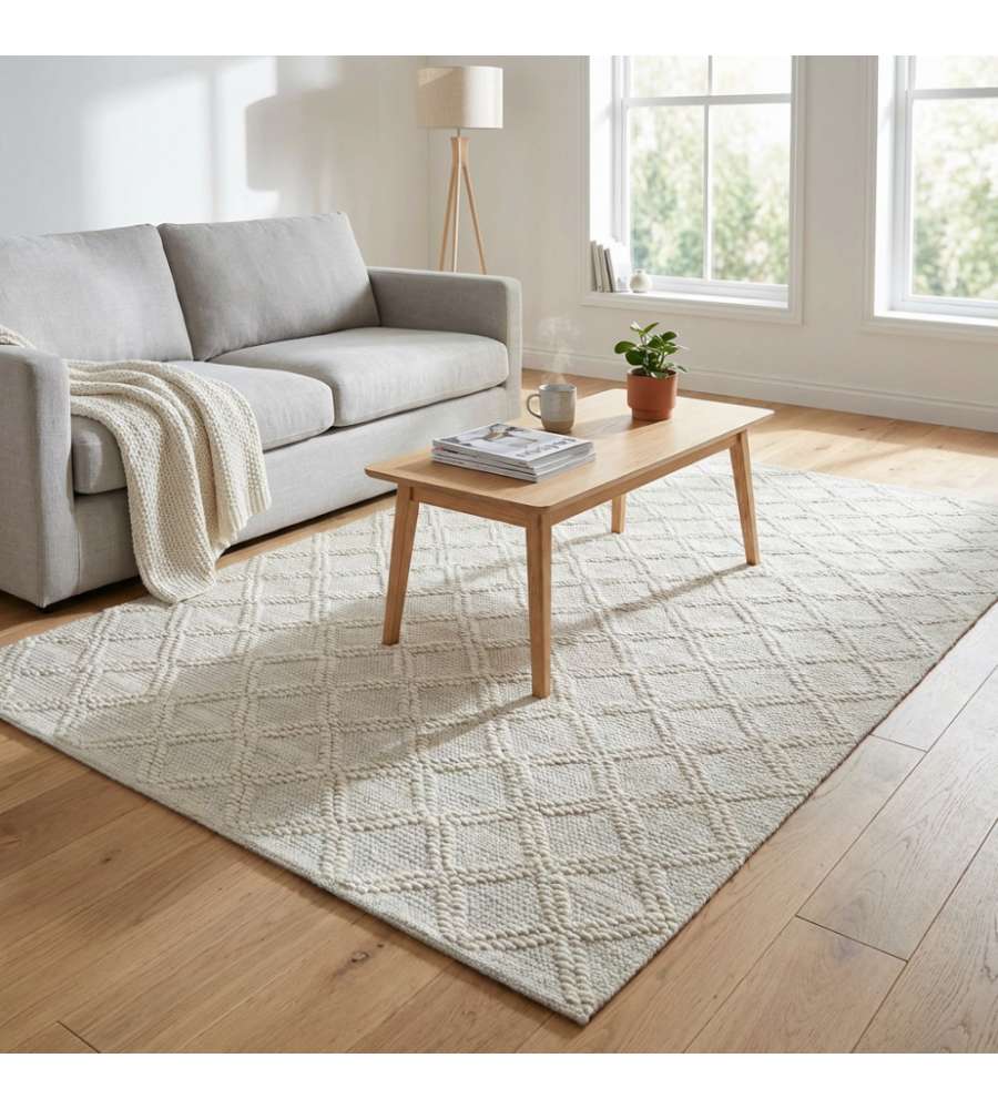 Cosma Tappeto Emmanuel Rettangolare 120x180 cm Bianco in Lana Stile Moderno