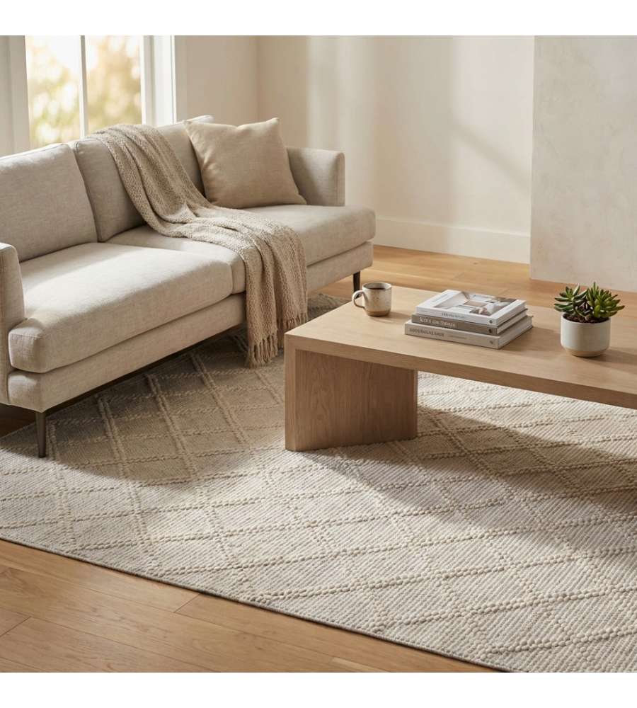 Cosma Tappeto Emmanuel in Lana Bianco 160x230 cm Rettangolare Moderno