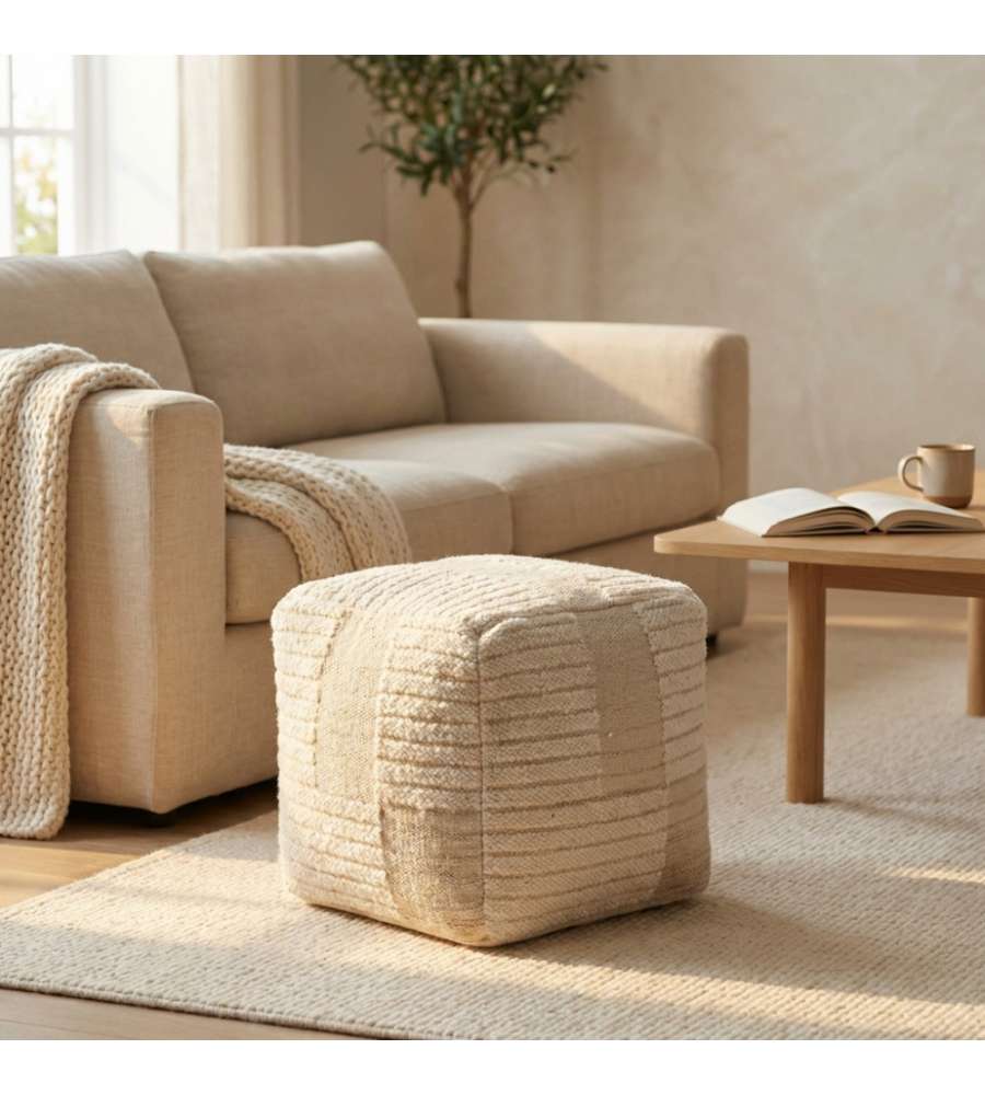 Cosma Pouf Quadrato Ecr� 40x40 cm - Arredo Moderno Fisso Decorativo