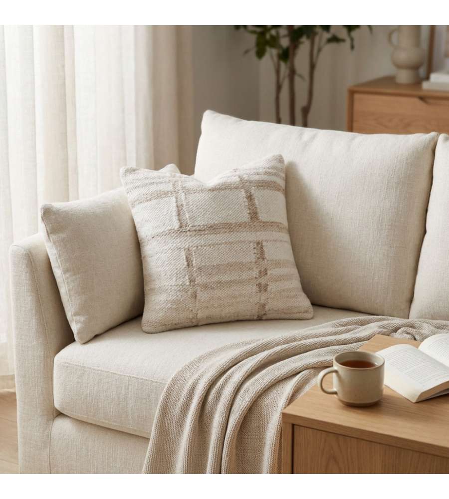 Cosma Cuscino Quadrato 45x45 cm Ecr� e Bianco in Cotone e Lana