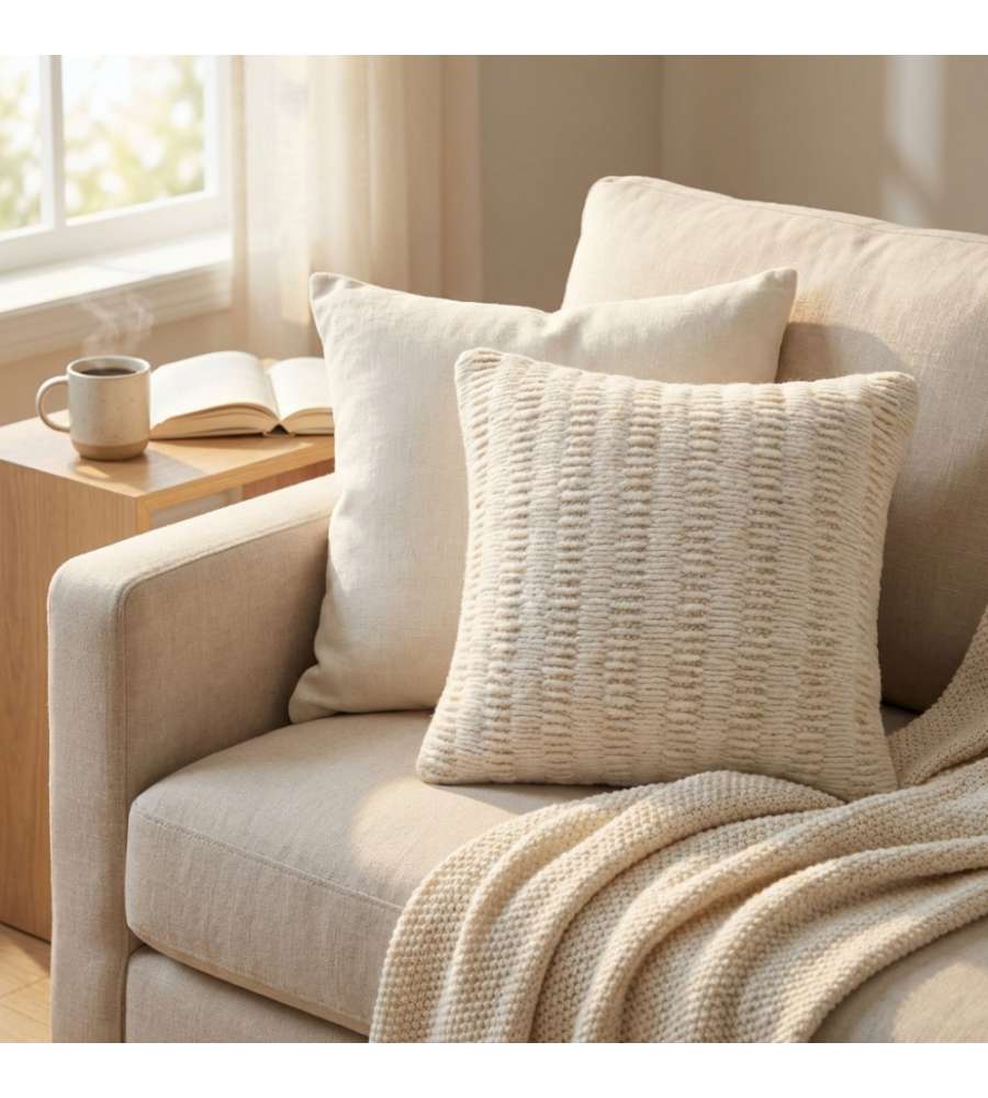 Cosma Cuscino Renaud Quadrato 45x45 cm Bianco in Cotone e Lana