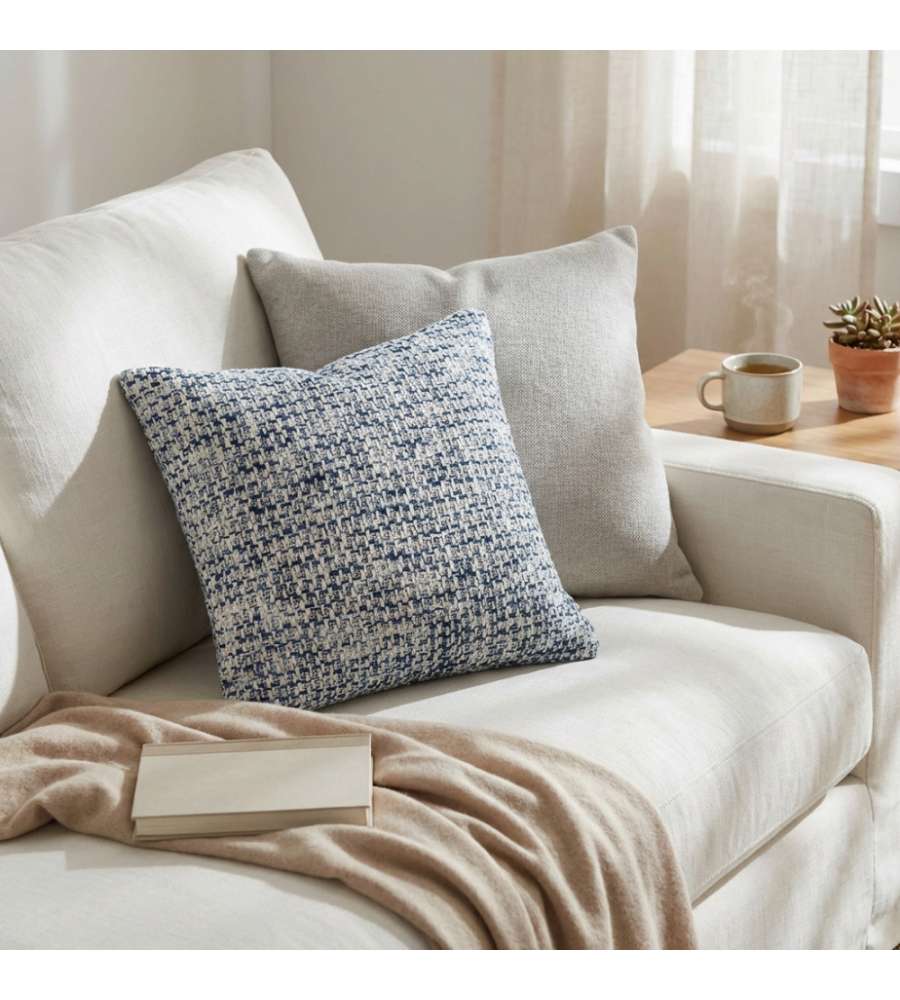 Cosma Cuscino Quadrato 45x45 cm Bianco e Blu Melange Fisso