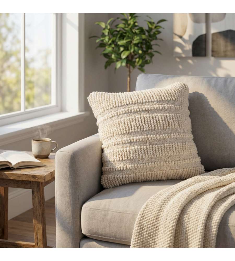 Cosma Cuscino Fisso Quadrato 45x45 cm in Lana Bianco Stile Moderno
