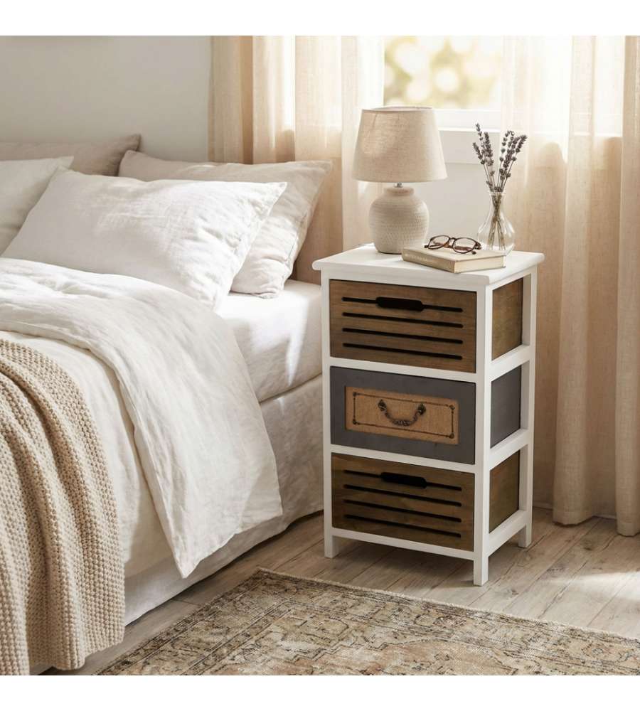 Cosma Mobiletto Alonso 3 Cassetti Legno Marrone Chiaro Vintage 35x28x56 cm