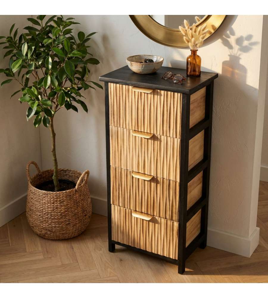 Cosma Mobiletto 4 Cassetti Legno Marrone Chiaro 34x25x77 cm Moderno
