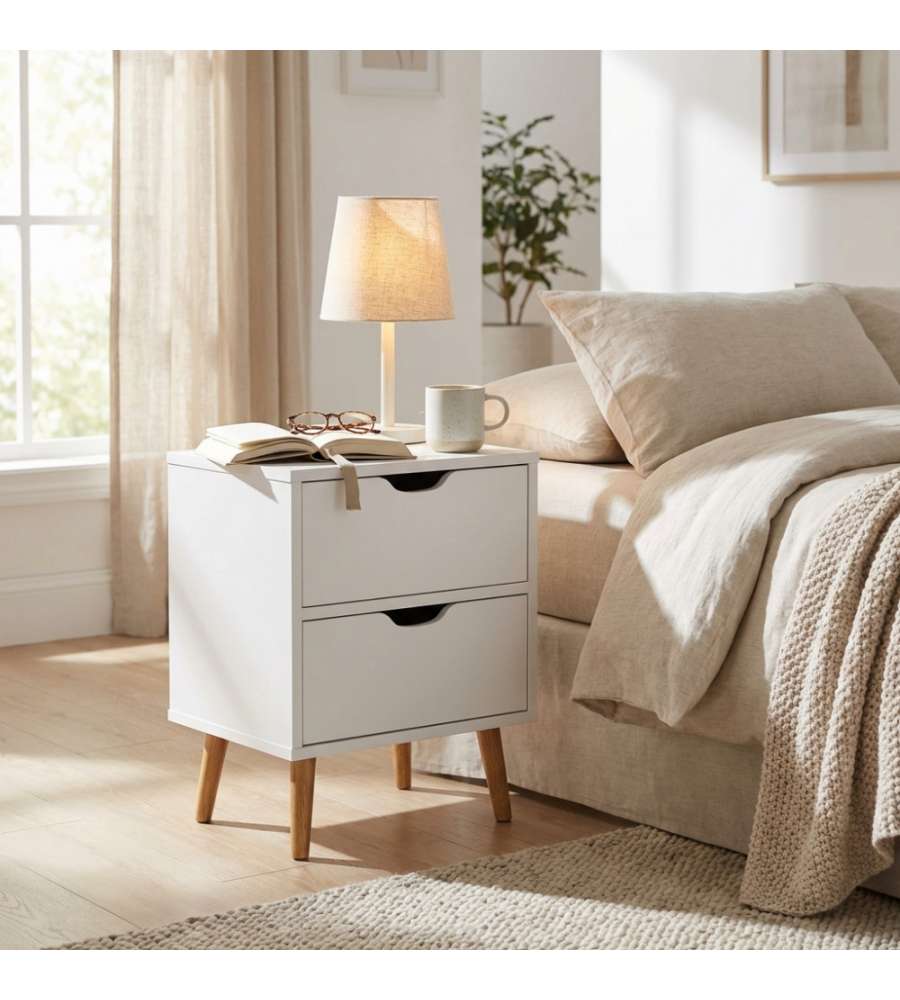 Cosma Comodino Bianco Amos in Legno Rettangolare 40x30x50,5 cm Fisso Moderno