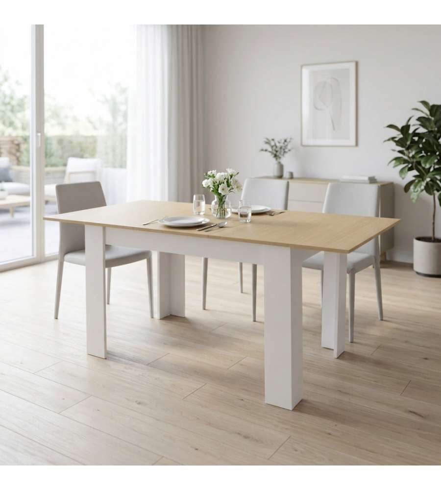 Cosma Tavolo Allungabile in Legno Bianco 120/160x80 cm Design Moderno