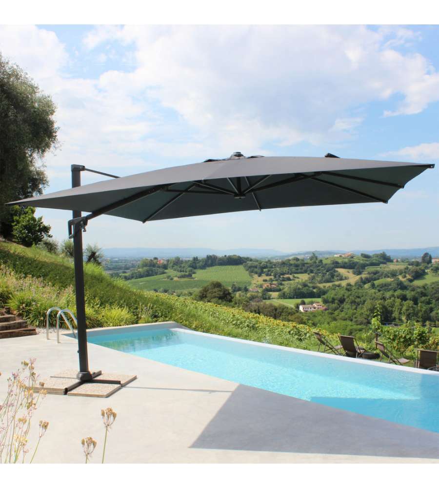Cosma Ombrellone da giardino 4x4 mt con palo laterale Antracite