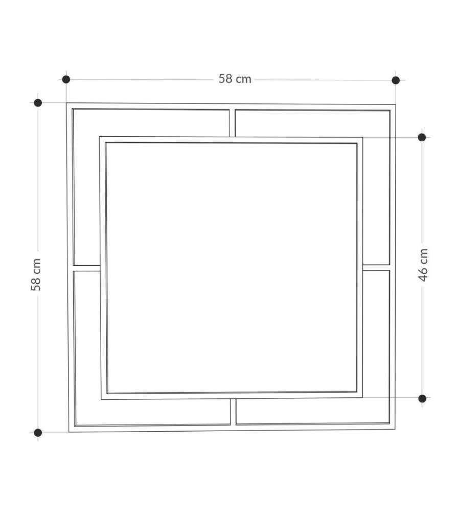 Specchio Quadrato Corner Con Doppia Cornice In Metallo Nero