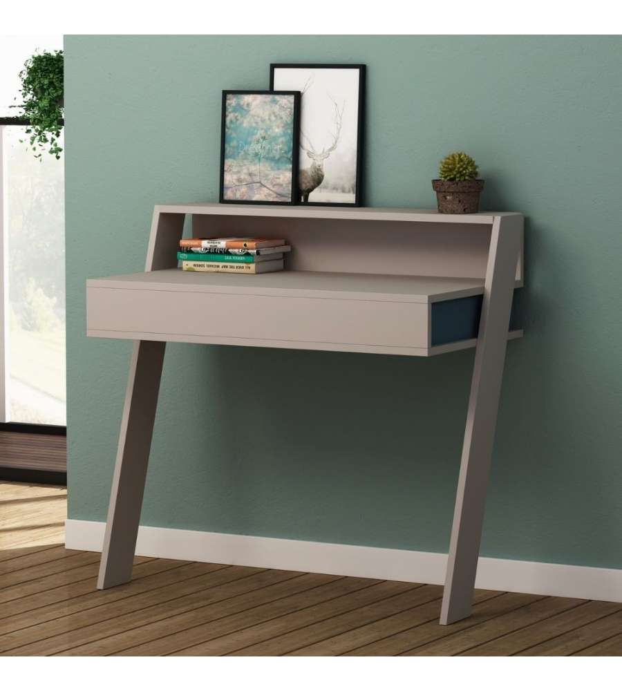 Scrivania da parete Cowork tortora con cassetto 94 cm.