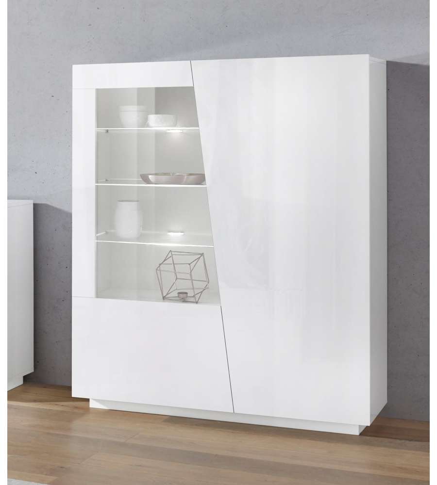 Web Furniture Vetrina VEGA Bianco Lucido - Design Moderno e Funzionale