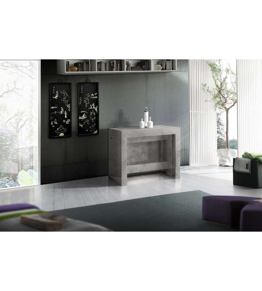Web Furniture Consolle Tavolo Allungabile Pratika 300 Cemento Bronx - 77h x 90L x 90A cm
