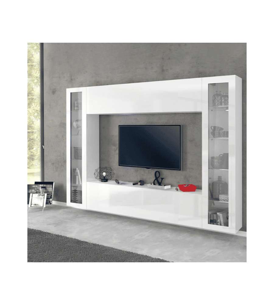 Web Furniture Soggiorno Porta TV Bianco Laccato Extra Large 180x30x40 cm