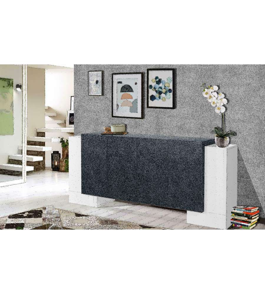 Credenza Pillon Moderna 2+4 Ante Battenti Bianco Report
