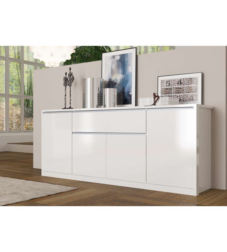 Credenza Moderna HOMCOM Con 4 Ante - Mobile Salotto Bianco E Oro - Foto 13