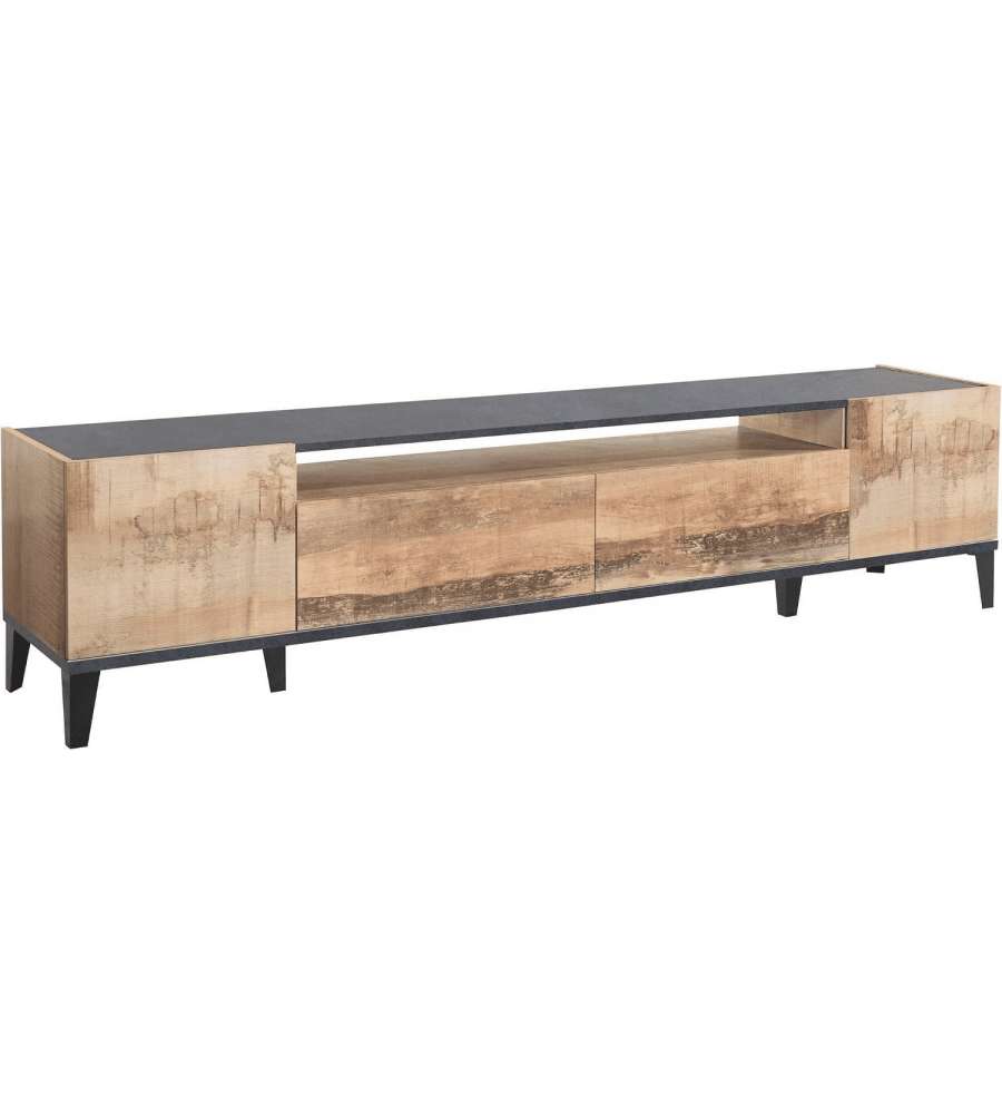 Web Furniture Mobile Porta TV Moderno 200x40x47 cm Ardesia e Pero