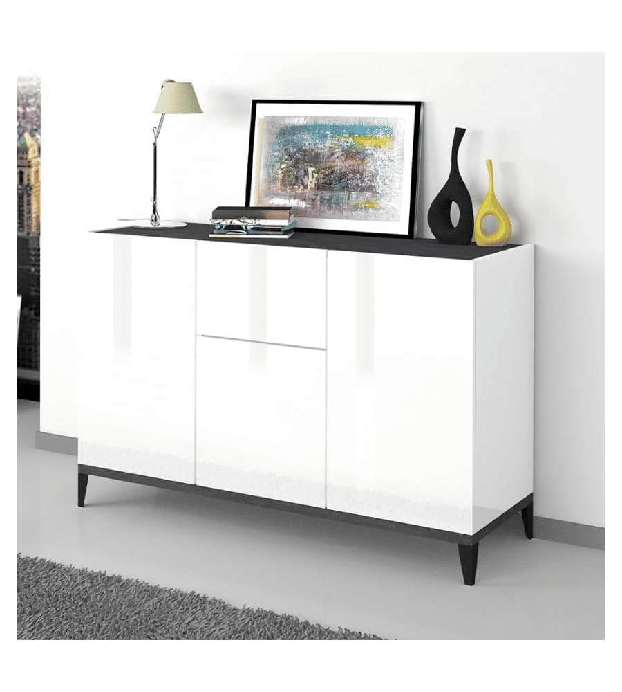 Web Furniture Madia Sunrise moderna 120x40x82 cm bianca e ardesia