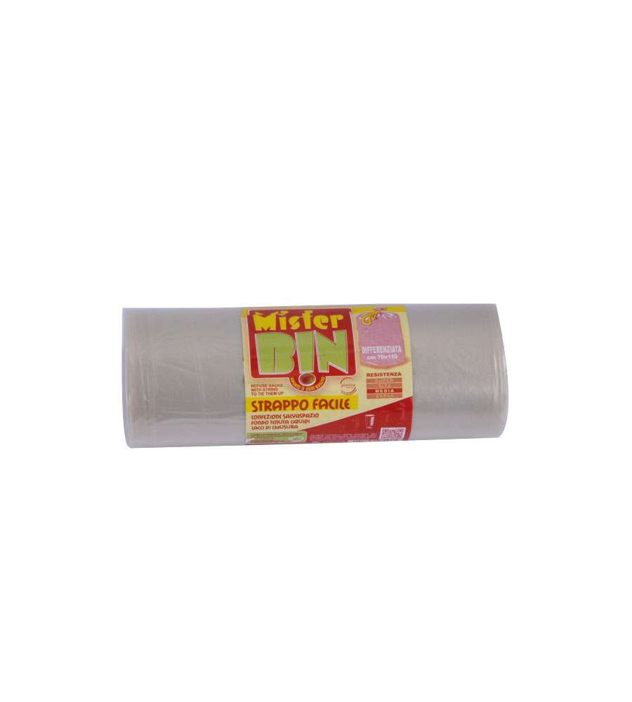 Sacco Immondizia Legacci Trasparente 50X 60 G 10 Pz 20 Mr.Bin