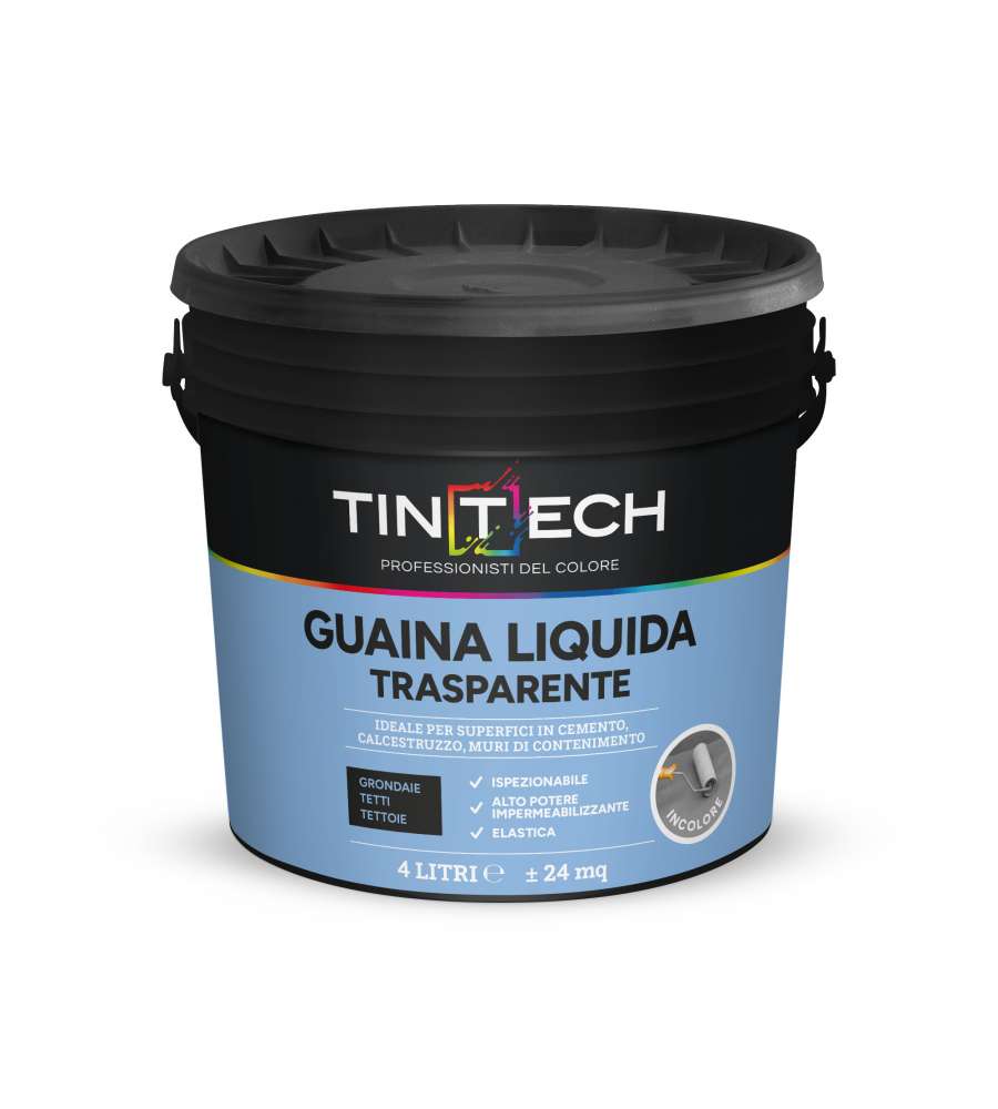 Tintech Guaina liquida impermeabilizzante trasparente per tetti e cemento