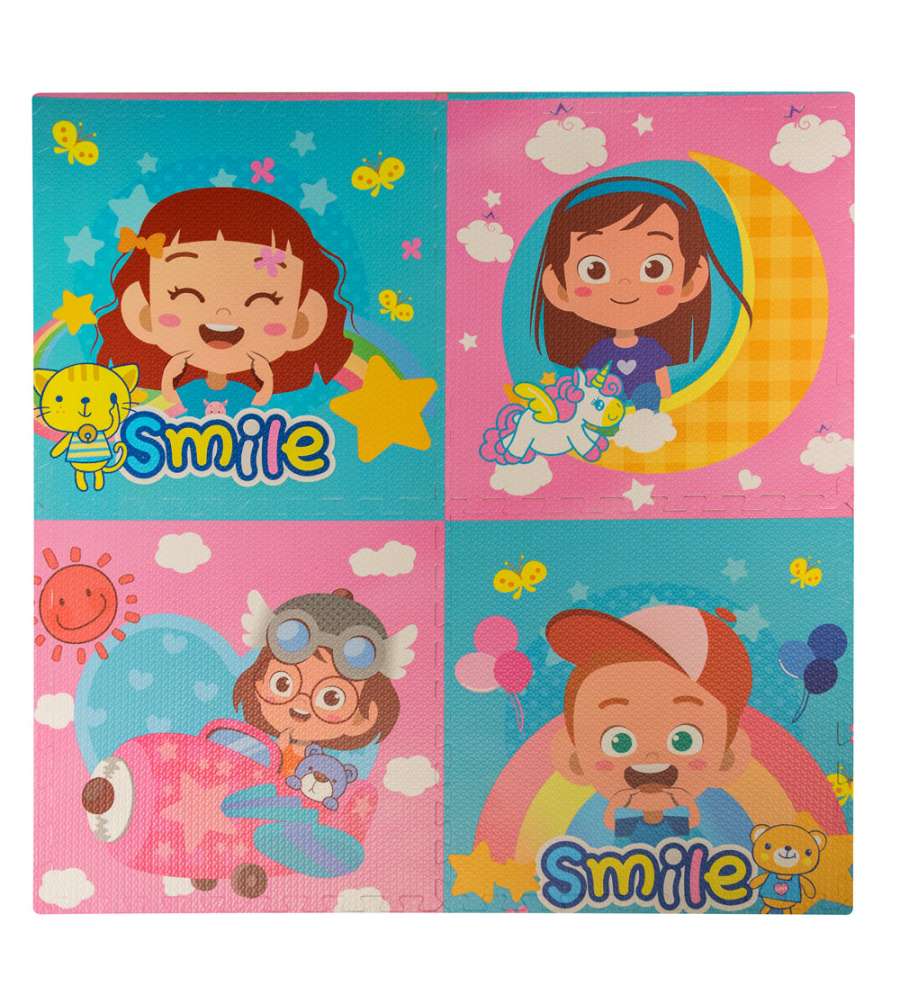 4PZ Tappetino puzzle morbido SMILE 60 x 60 x 1 cm per bambini