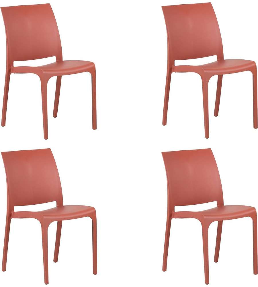 Sedia set 4 pz in resina impilabile made in Italy design per interno esterno SOFIA Rossa