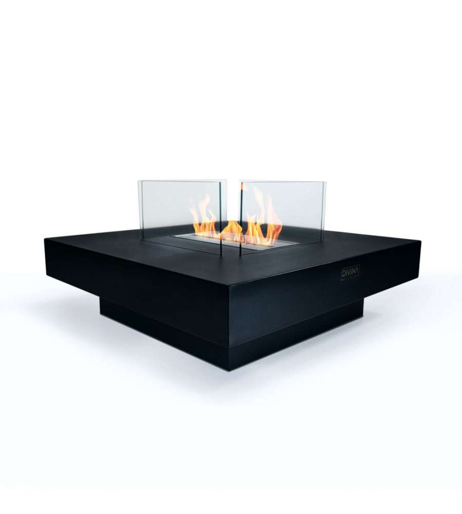 Camino a bioetanolo da giardino per interno esterno Panarea Nero 70x70x35