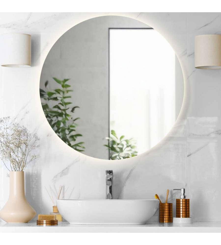Divina Home Specchio da Bagno Luna Rotondo Retroilluminato d.90 cm