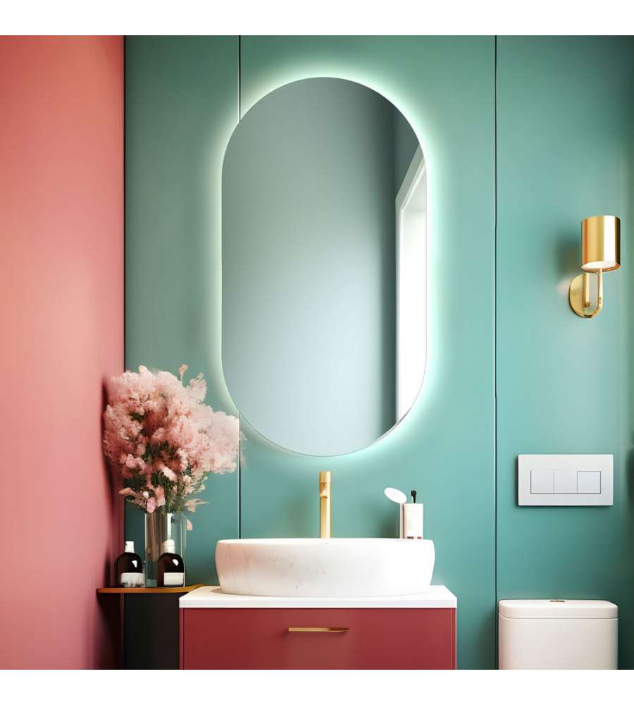 Divina Home Specchio da Bagno Olivia Ovale Retroilluminato 50x100 cm