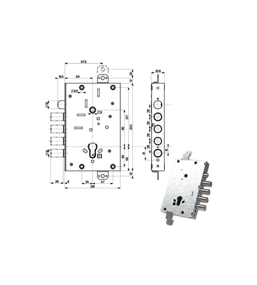 Serratura Sicura Triplice Int 28 82515 Mottura